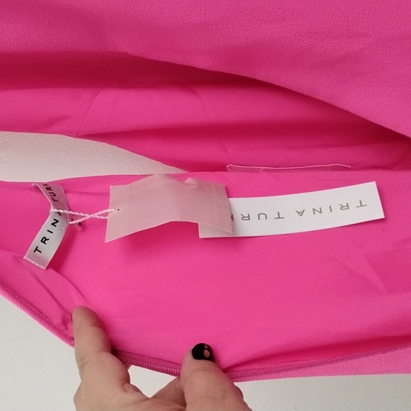 *NWT* Trina Turk Luxe Bright Pink Sleeveless High Neck Statement Midi Dress - Picture 9 of 16